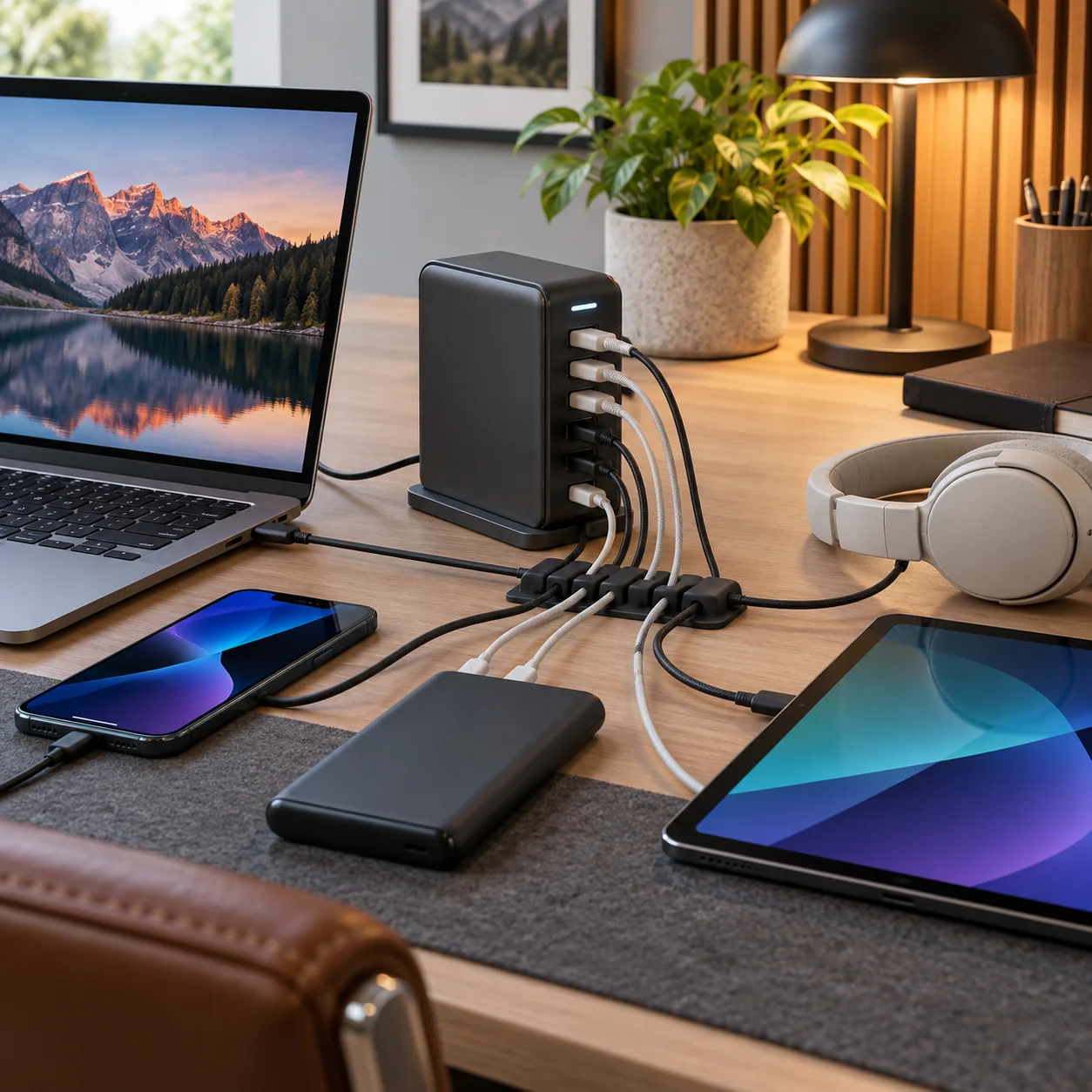 Multi-device desktop charging station